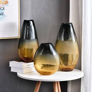 简约创意北欧彩釉栀子花插花轻奢花瓶玻璃瓶透明欧式花瓶摆件