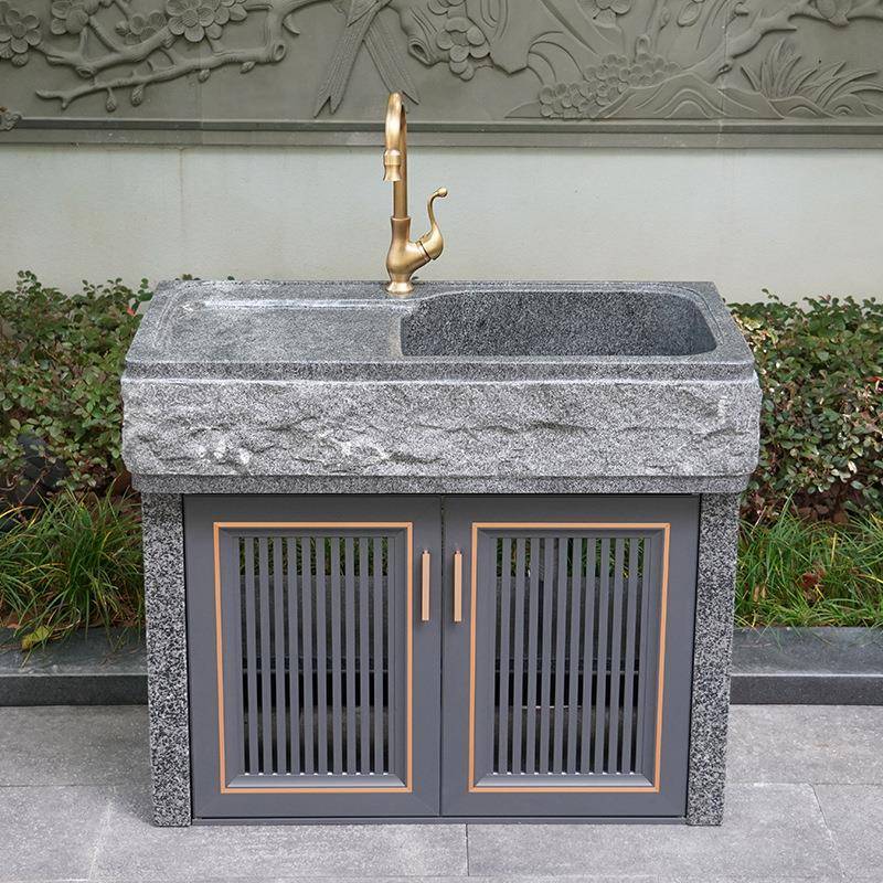 庭院天然石材洗衣池带搓板一体台盆室外水池阳台家用大理石头水槽