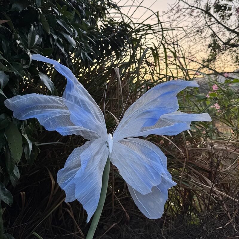 新款真丝蝴蝶花艺婚庆现场美陈装饰橱窗摆件布置立体仿真大蝴蝶