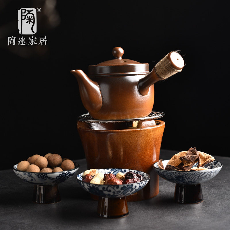 陶迷家用围炉煮茶套装耐高温陶瓷烧烤炉柴烧温茶提梁壶炭烧烤网盘