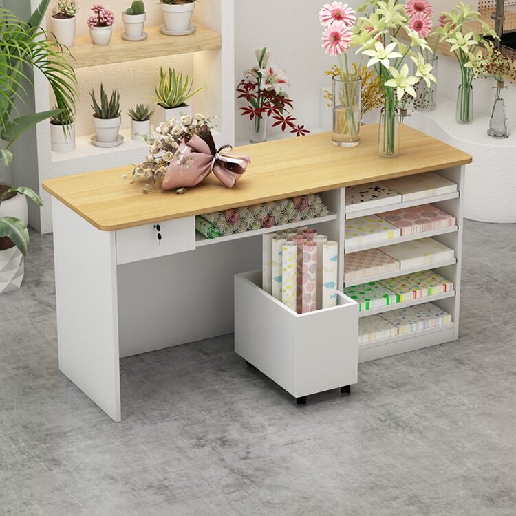花店吧台收银台操作台花艺鲜花插花收纳打包桌子展示台陈列架柜台