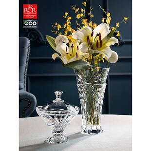 意大利进口rcr水晶玻璃花瓶摆件仿真花客厅简约风插花水养富贵竹