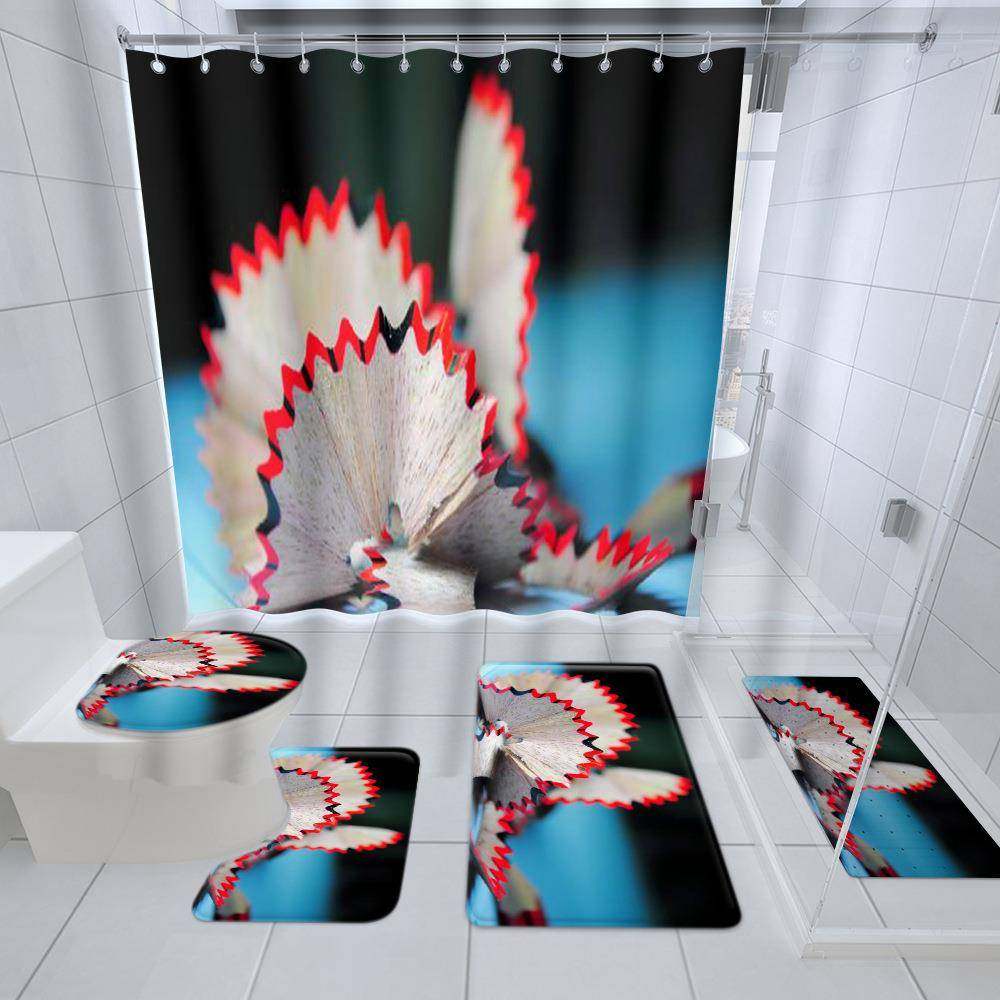 浴室加厚防水浴帘防滑PVC地垫洗澡垫卫生间进门垫吸水地毯五件套