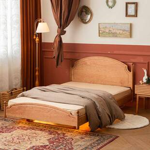 樱桃房间实木儿童床复古北欧男孩床单人床悬浮夜光儿童床