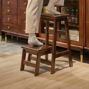 实木可折叠梯凳家用登高凳子两用梯子楼梯椅子木质板凳高