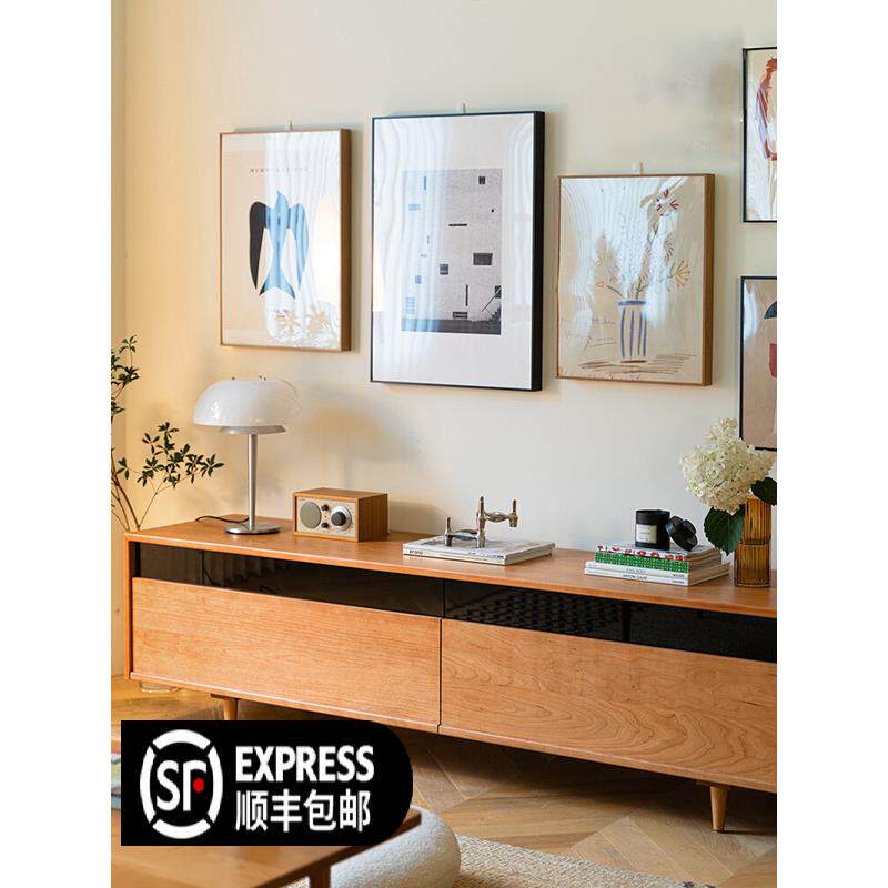 北欧实木电视柜日式简约影音柜收纳储物柜家用客厅公寓客厅视听柜