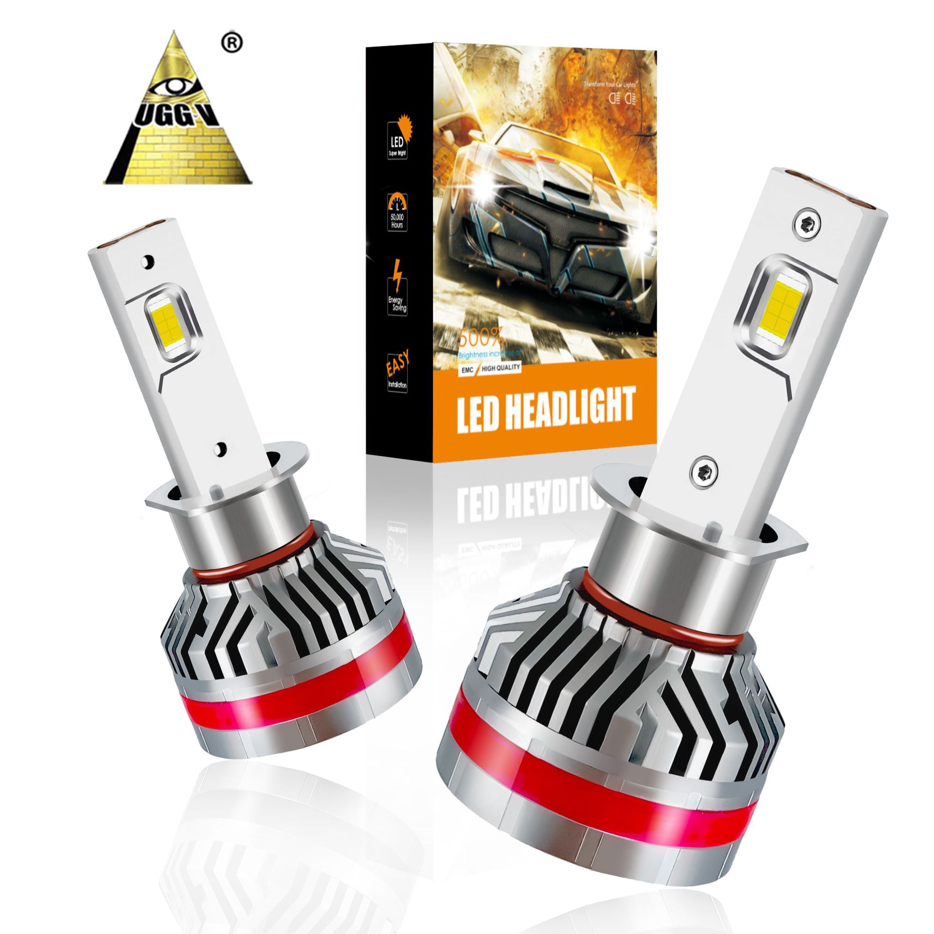 圣达解码LED汽车大灯100W3570灯珠汽车大灯H1H3H4H7H11T20