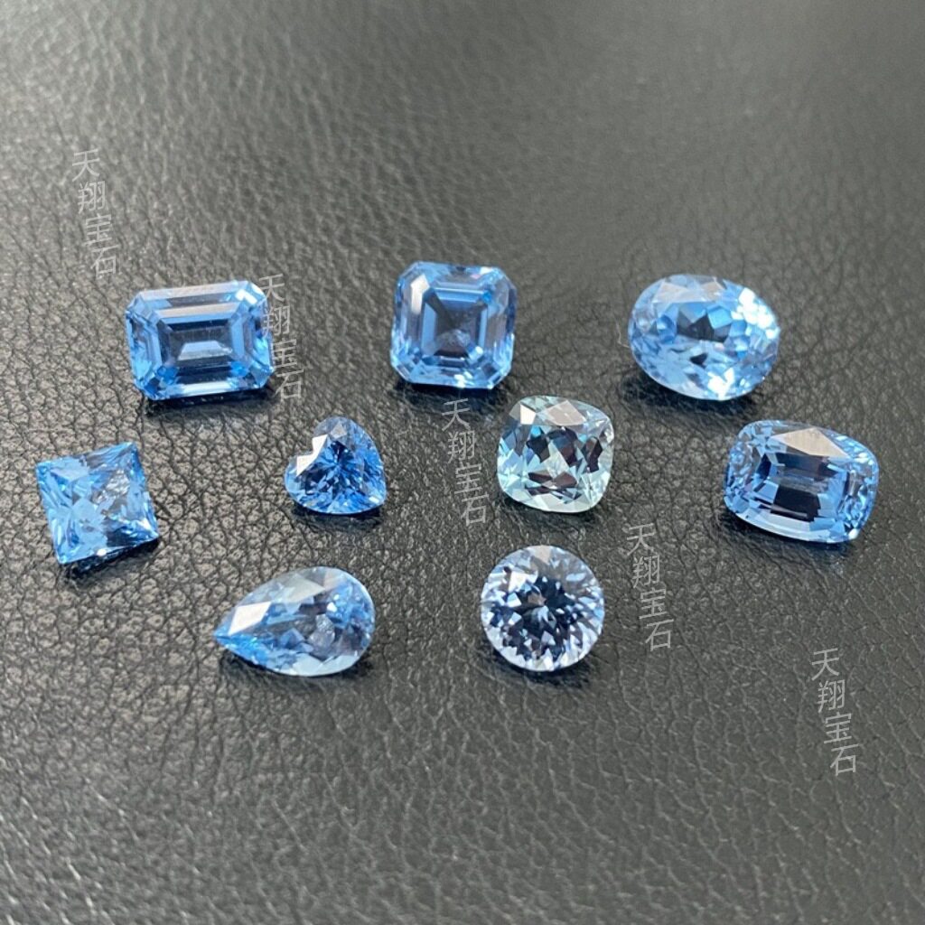 实验室培育彩宝尖晶石成分石戒面源头批发培育宝石超圣海蓝宝