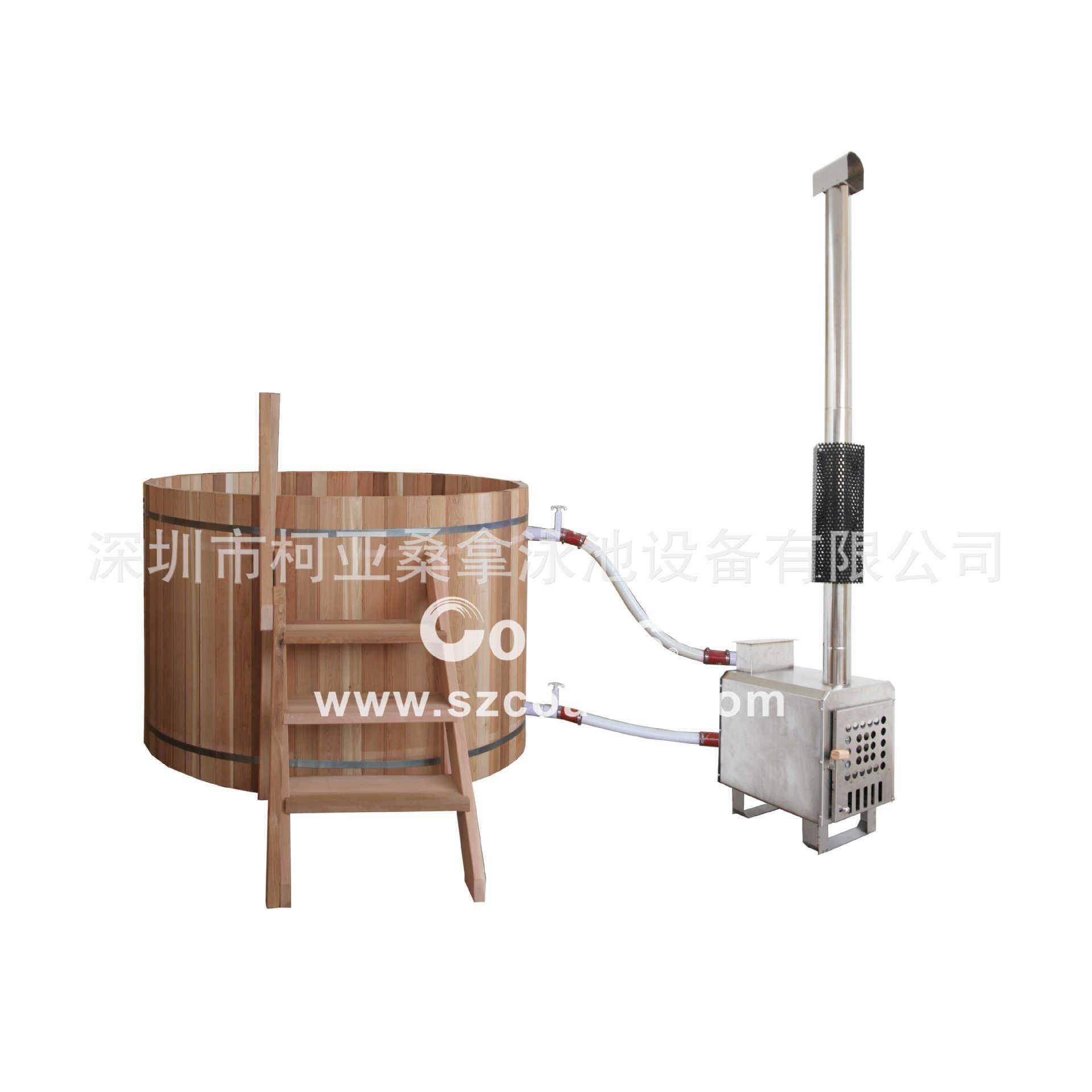 户外热水泡澡浴缸木桶烧木材红雪松庭院热浴桶浴缸桑拿洗澡桶