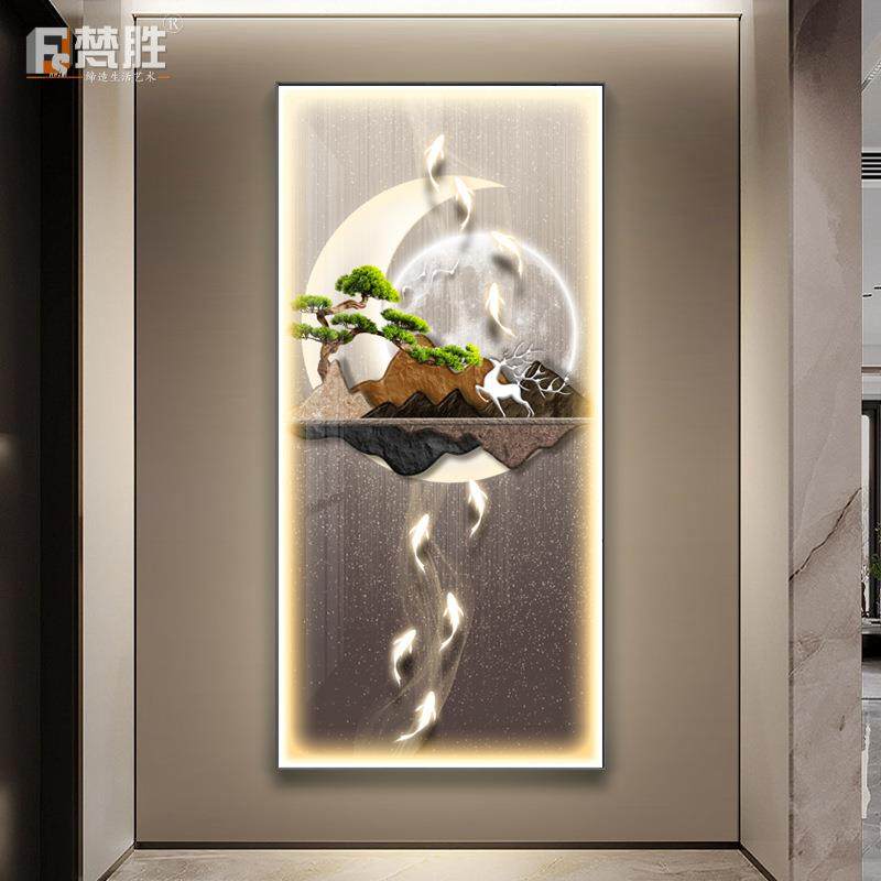 现代简约装饰画挂钟玄关装饰画钟表客厅走廊过道墙画挂钟网红钟