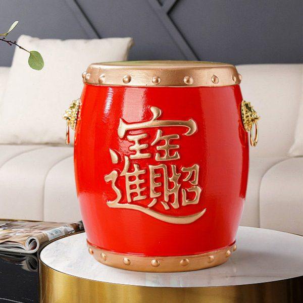 陶瓷存钱罐新款聚宝鼓创意摆件超大容量储钱罐礼品节庆家居装饰品