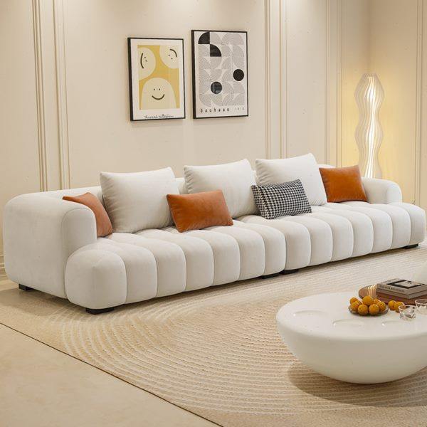 奶油风沙发直排客厅简约现代三四人位科技布法式泡芙云朵方块乳胶,住宅家具,布艺沙发,淘宝优惠券,粉丝福利购,淘宝优惠卷