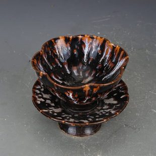 宋瓷器宋代吉州窑虎皮斑茶盏杯盏托盏仿古瓷器古董古玩老货收藏品