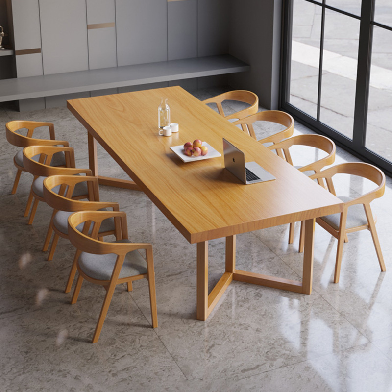 实木会议桌办公桌椅组合大型长条桌大板桌图书馆学习书桌剧本杀桌