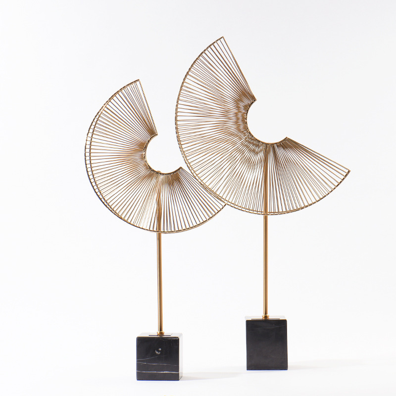 欧式金属几何玄关摆件 现代样板间客厅铁艺软装办公室端景台饰品