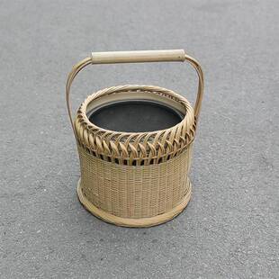 老式烘笼竹编碳火盆火篮烧炭取暖怀炉烘笼家用老人手提竹编烤火笼