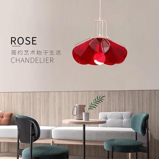 玫瑰花瓣铁艺小吊灯创意文艺餐厅吧台灯饰简约温馨民宿卧室吊灯