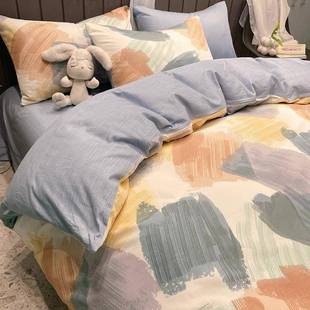 三四件套纯棉被套单件150x200x230四季 通用宿舍100全棉床单人被罩