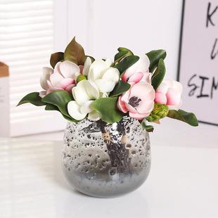 新款木莲花束仿真花摆件客厅餐桌花摆花假花装饰花瓶餐厅