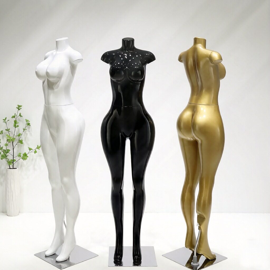 服装店欧美大臀瘦腰女模特展示架全身喷漆金黑白外贸出口假人道具