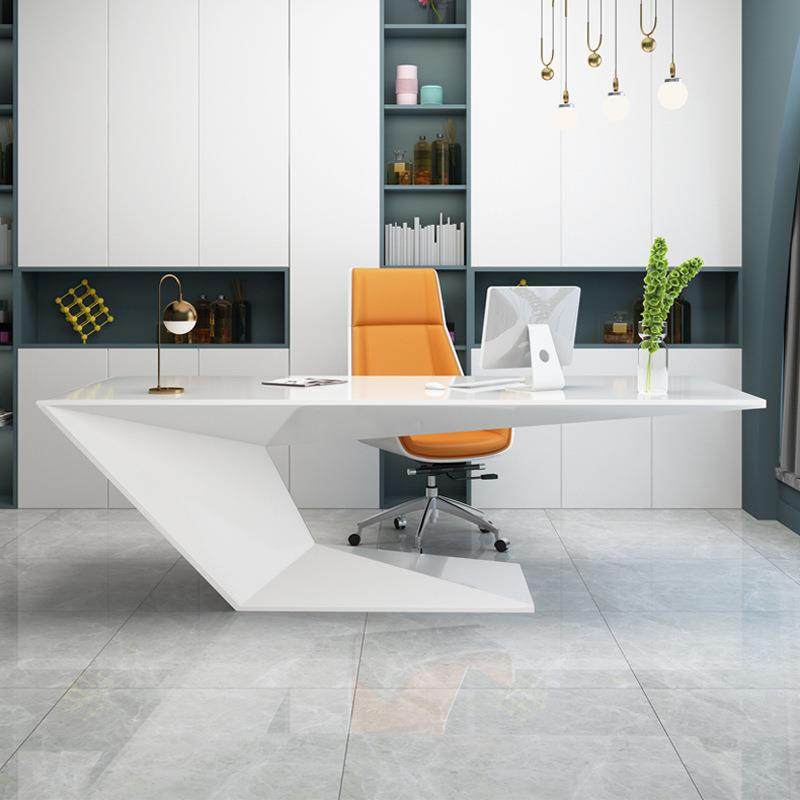 异形老板办公桌简约现代白色烤漆时尚大班台经理办公桌创意主管桌