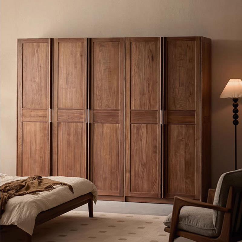 新中式胡桃色板式实木衣柜家用小户型现代简约衣橱大容量储物柜子