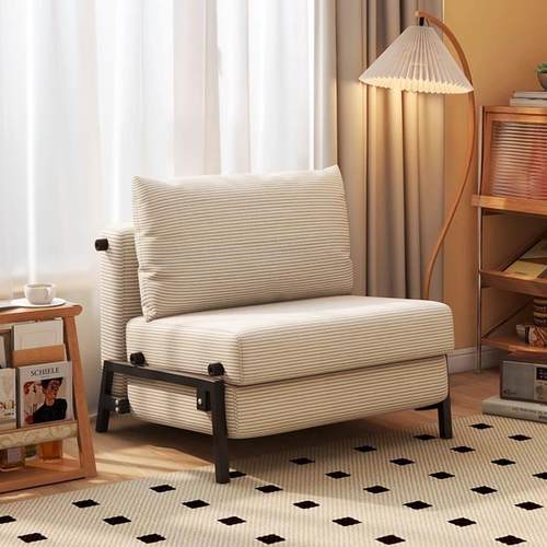 沙发床折叠两用单人推拉床客厅书房阳台灯芯绒复古布艺小户型沙发