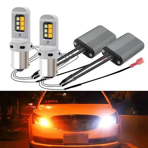 汽车BA15S解码双色LED转向灯1156转向灯7440日行灯CREE12SMD
