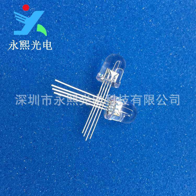 10MM全彩透明rgb灯珠直插led发光二极管f10共阴极灯珠