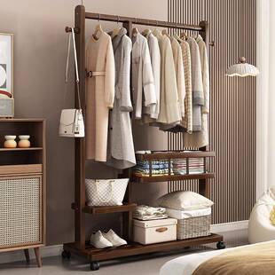 衣帽架衣柜一体落地卧室立式家用多功能挂衣服置物架开放式储物架