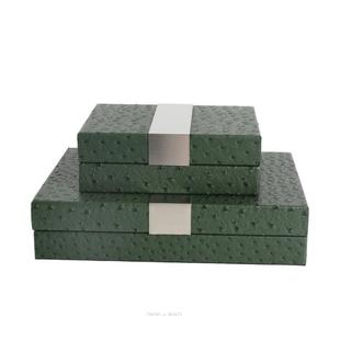 现代简约创意皮革首饰盒样板房售楼处桌面软装 饰 饰品摆件收纳盒装