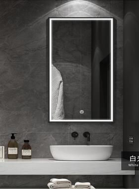 工程铝合金方形黑色智能镜防雾浴室镜子卫生间LED发光美发店灯镜