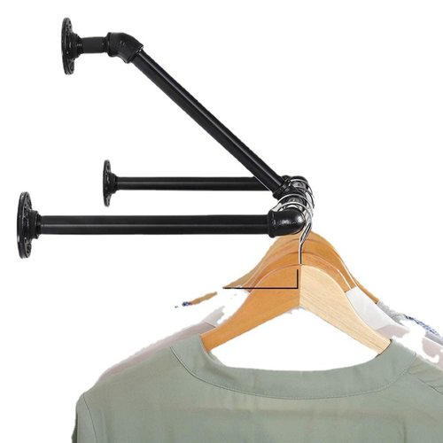 美式乡村创意黑色壁挂服装架复古卧室客厅上墙侧挂衣帽架