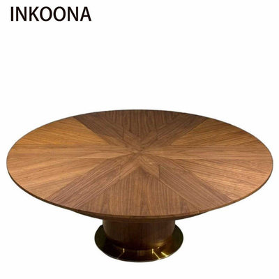 INKOONA实木弗莱彻餐桌旋转变形伸缩餐桌可放大扩大圆桌10到14人