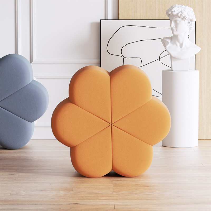 客厅沙发凳圆凳科技布脚踏凳家用进门口换鞋凳矮凳创意沙发墩轻奢