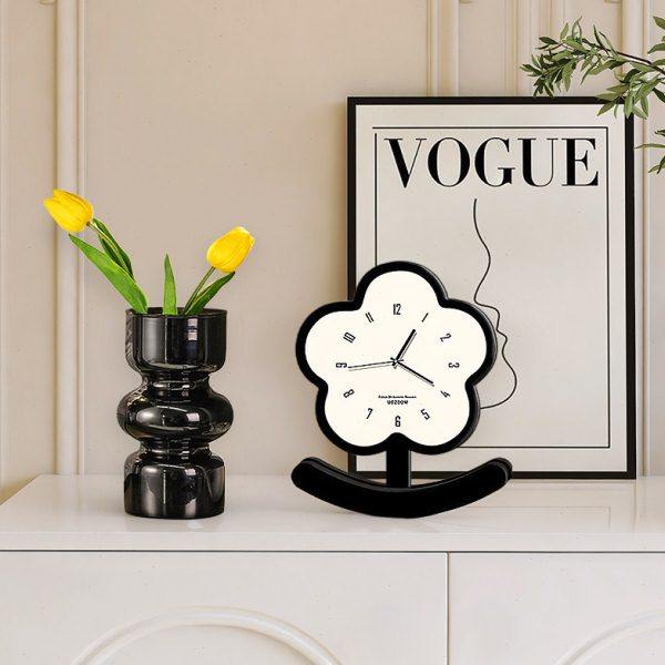 奶油风花朵台钟座钟家用时钟静音桌面台式床头客厅玄关钟表小摆件,家居饰品,台钟/闹钟,淘宝优惠券,粉丝福利购,淘宝优惠卷
