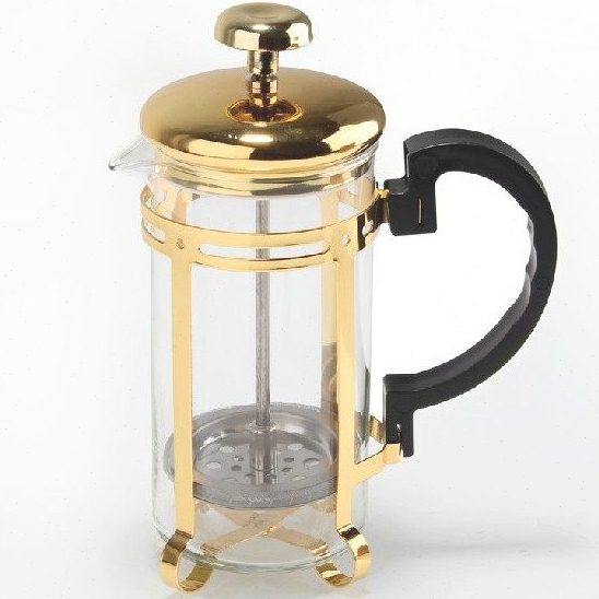 金色咖啡壶不绣钢法压壶滤压壶350ml玻璃冲茶器家用咖啡壶法压壶,餐饮具,咖啡壶,淘宝优惠券,粉丝福利购,淘宝优惠卷