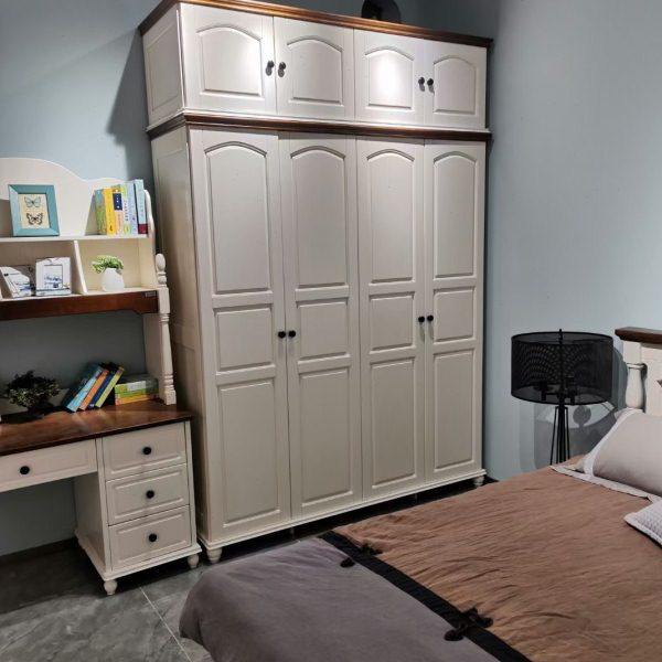 618新款奶油风全实木白加咖色胡桃木四门衣柜三门两抽衣柜卧室柜,住宅家具,儿童衣柜,淘宝优惠券,粉丝福利购,淘宝优惠卷