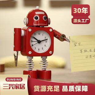 创意学生专用闹钟金属学习卡通时钟机器人儿童静音小闹钟