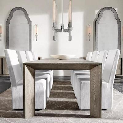 美式复古做旧橡木长餐桌极简现代长方形会客桌法式轻奢实木桌子RH