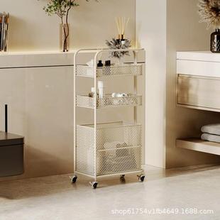 浴室可移动多层窄缝小推车置物架奶油风网红简约卫生间杂物收纳架