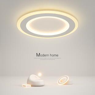 极简吸顶灯卧室灯创意房间现代简约圆形餐厅灯大气书房led灯具环