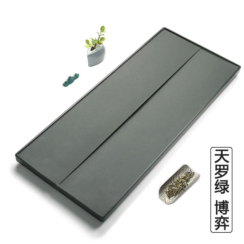 天罗绿石茶盘家用简约现代大气新中式高档天然整块石头茶具托