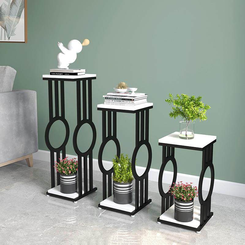 新中式客厅落地摆件装饰架电视柜旁边置物架轻奢沙发旁铁艺花架