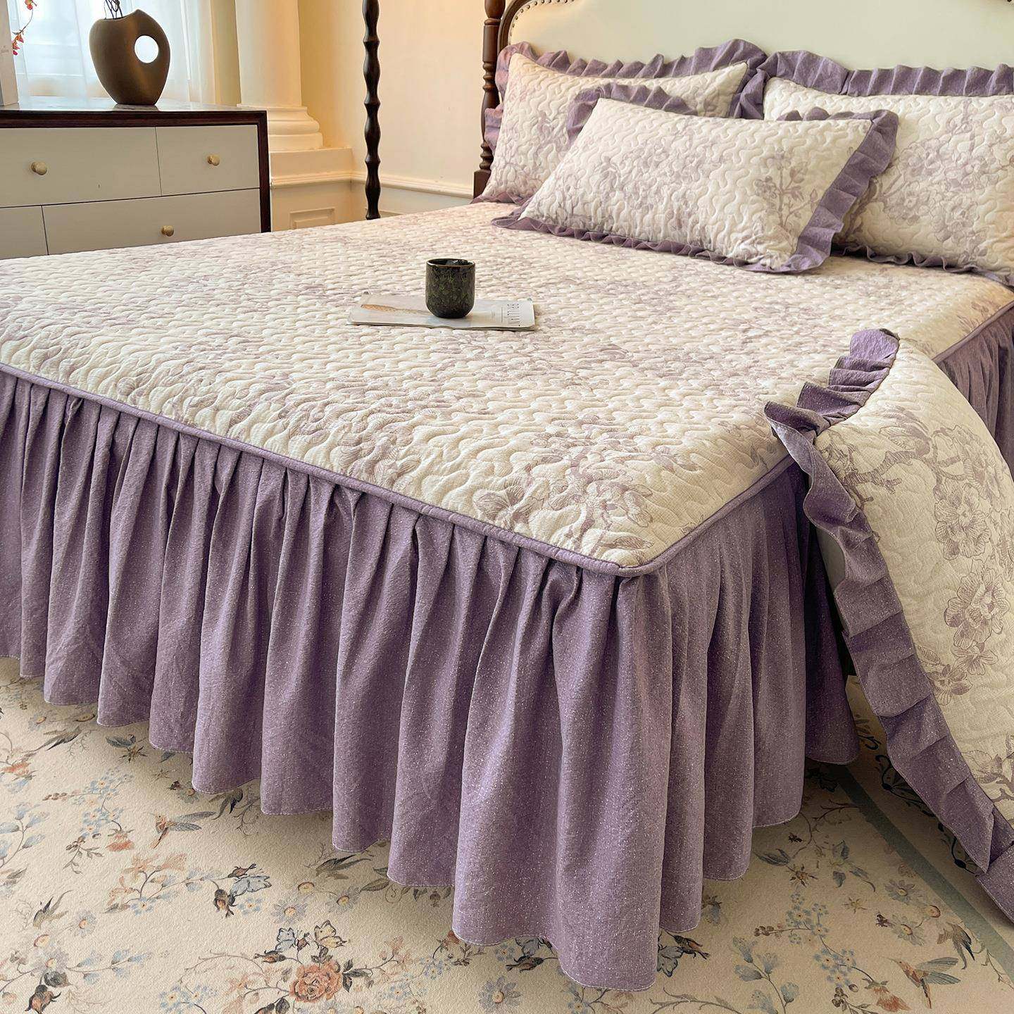 A类云感水洗棉夹棉床裙皱皱纱花边床罩床套防滑三件套床垫保护套,鲜花速递/花卉仿真/绿植园艺,割草机/草坪机,淘宝优惠券,粉丝福利购,淘宝优惠卷