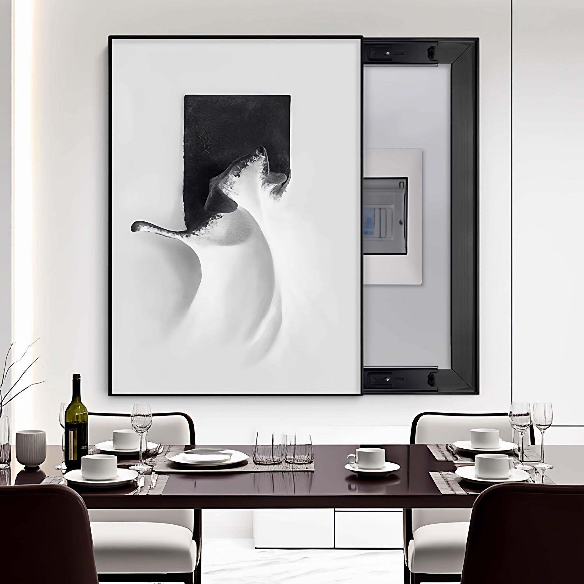 抽象竖款电表箱装饰画免打孔遮挡箱配电闸箱盒强电源开关空开挂画