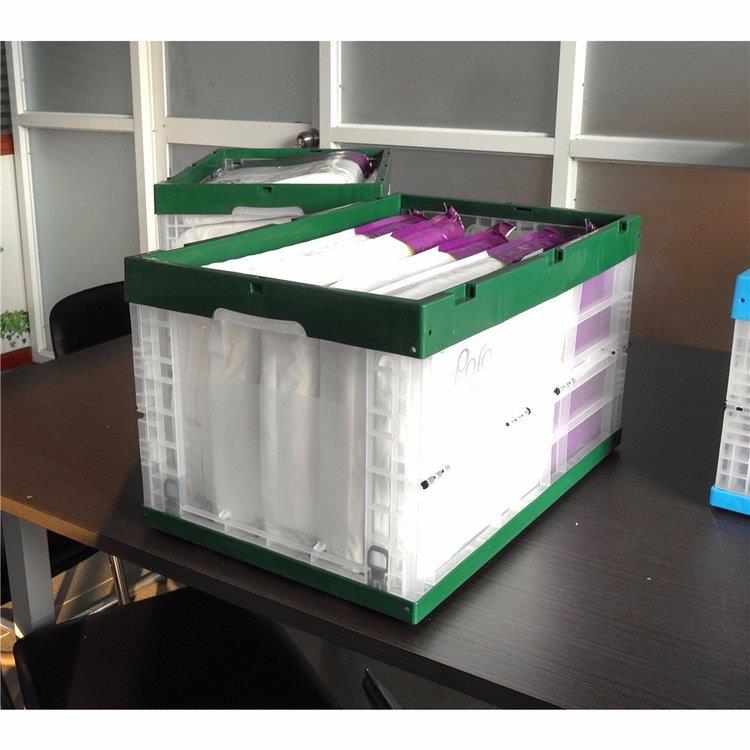 江西 鹰潭 新余塑胶透明带盖开窗开门塑料折叠周转储物箱厂家