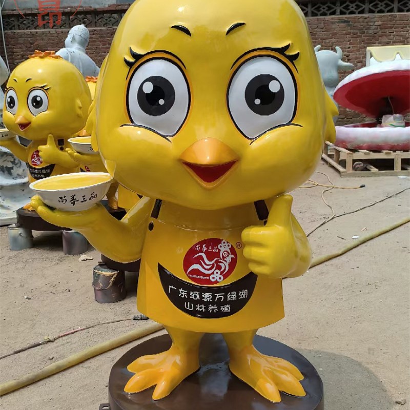 卡通小鸡雕塑鸭子公仔大鹅造型饭店摆件玻璃钢雕像定制商铺形象