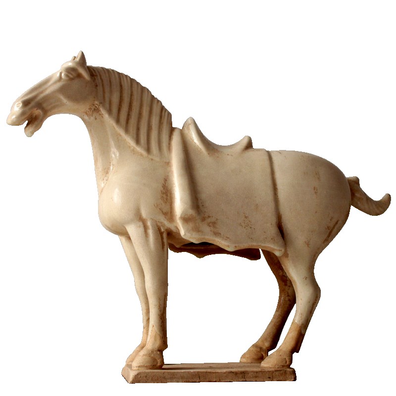 唐三彩陶瓷马摆件仿古做旧静立野马马到成功家居装饰品收藏艺术品