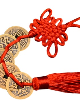 纯铜五帝钱门对门葫芦挂件开口压门槛铜钱串六帝钱十帝中国吉祥结
